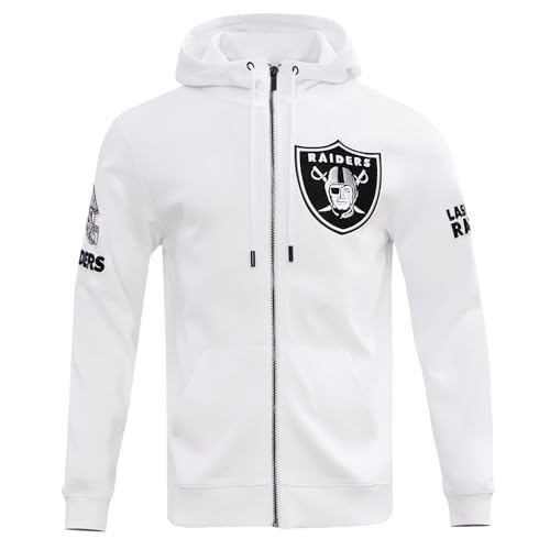 Pro Standard Mens NFL Las Vegas Raiders Classic Chenille Full Zip Hoodie White XL
