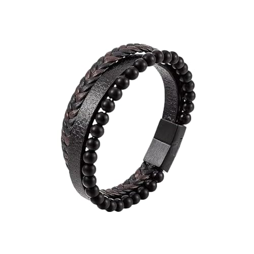 MEENAZ Bracelet for Men Black Leather Bracelet for boys Magnetic-Clasp Leather Mens Beads Bracelet Evil eye Bracelets for Men Stylish Combo Silver Stainless Steel Birthday Gift Anniversary Husband 664 (B0CWXMWWXQ) Amazon Price History, Amazon Price Tracker