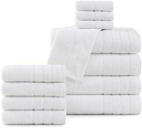 Casa Platino 100% Cotton Turkish Bath Towel Set 12 Pieces - Super Soft, Absorbent & Quick Dry - 4 Bath, 4 Washcloths, 4 Hand Towels for Bathroom - Hotel Quality, Ideal for Spa, Gym & Travel - White - Thumbnail 2