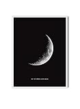 Lámina para enmarcar | Poster de Luna, Espacio Blanco y Negro Moon | Wanning Moon | Varios Tamaños … (Sin Marco, 30 x 40 cm)