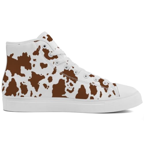 Cow Print High Top Canvas Shoes High Top Sneakers Lace Up Casual Shoes for Men Women2
