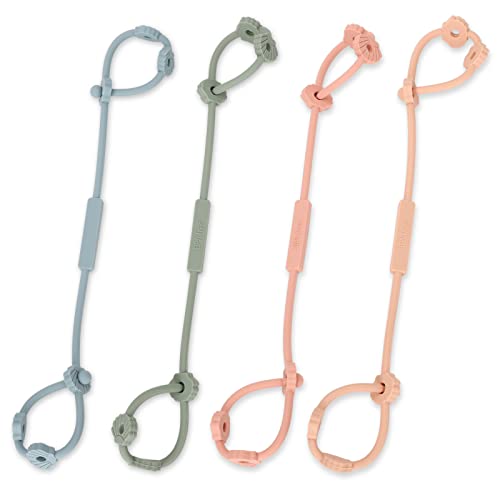 Image of Toy Safety Straps, Socub Silicone Adjustable Baby Pacifier Teether Straps, 4pcs Toddler Toy Bottle Harness Straps for Strollers, High Chair, Cribs, Bags, BPA Free, Multi Colors