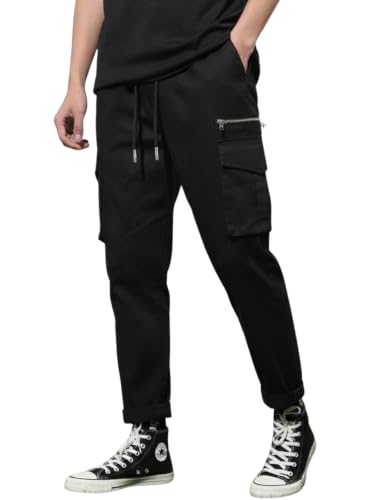 Image of GRECIILOOKS Men's Cargo Pants | 6 Pocket Cotton Cargo Joggers for Men | Loose Fit Stylish Pant with Pockets | Casual Baggy Trousers & Streetwear Lower