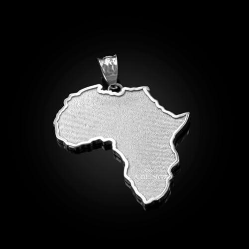 LA BLINGZ Solid 925 Sterling Silver Africa Map Pendant Necklace (Pendant (no chain))3