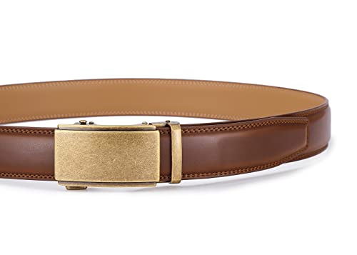 Image of Lingli Men's Belt,Ratchet Dress Belt with Automatic Buckle Brown /Black-Trim to Fit-35mm wide