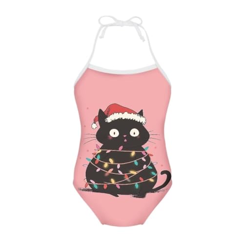 Image of Christmas Kids One-Piece Halter Swimsuits Beach Swimwear Bathing Suit for 3-10 Years Girls