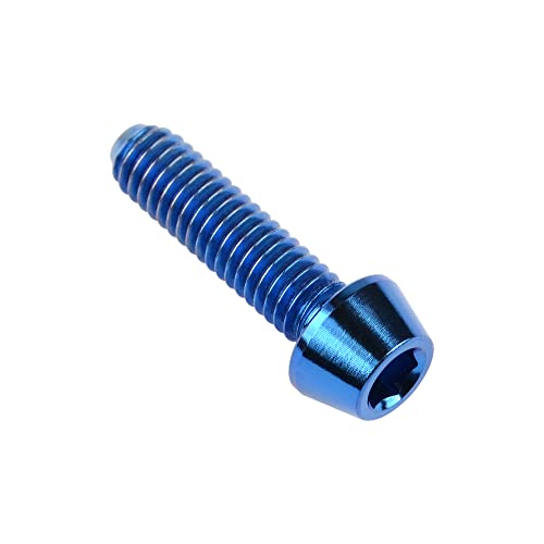 Image of Titanium Ti DIN912 M4 8 10 12 15 20mm Tapered Head Hex Bolts Bicycle Screws Pack of 6 (Blue, M4x15mm)