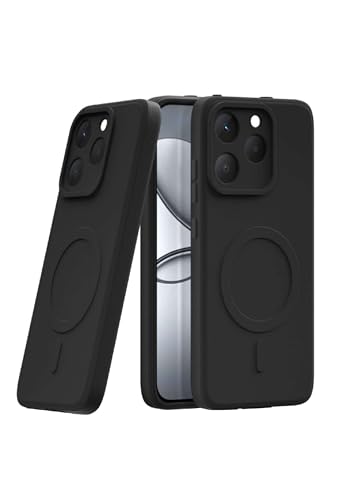 Image of amazon basics Back Cover for Realme 15T 5G Soft Matte Silicone Mag-Safe Design (Mag-Safe Not Support) Camera Protection | Slim Fit Bumper Cover (Black)