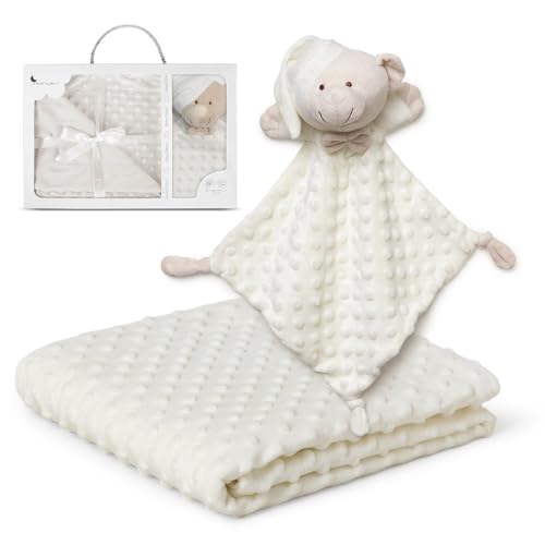 Interbaby – Manta Bebe Recien Nacido + Doudou Bebe | Manta Algodon Bebe y Poliéster, Terciopelo, Cómoda, Cálida, 80x110cm | Peluche Bebe Suave, Adorable, 28x17cm | Burbuja + Osito Beige