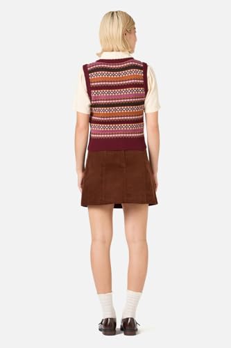 Women Vintage Embroidery Sleeveless Sweater Vest V Neck Stripes Geometric Knitted Tops Sping Fall Cropped Knitwear4