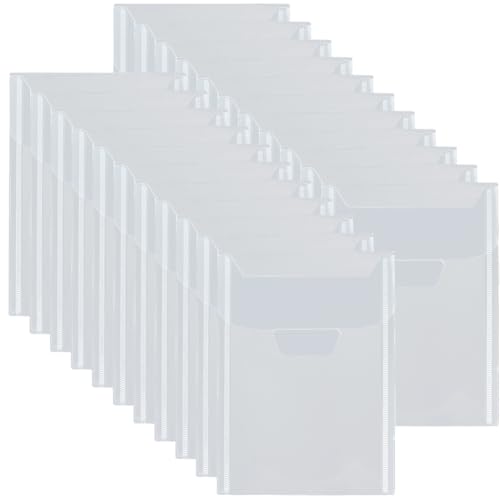 GORGECRAFT 50Pcs Die Storage Pockets Stamp Pocket Bags 18x13cm Resealable Clear Plastic Die Cuts Envelope Pockets Craft Organizer Holder Bag for File Album Embossing Stamp Scrapbooking Storage