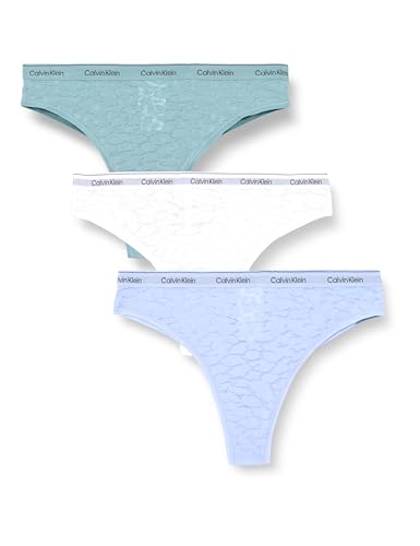 Calvin Klein Slips Brésiliens Lot de 3 Femme Low-Rise sous-Vêtement, Multicolore (Slate Turquoise/Frozen Fjord/White), XS Calvin Klein Slips Brésiliens Lot de 3 Femme Low-Rise sous-Vêtement, Multicolore (Slate Turquoise/Frozen Fjord/White), XS