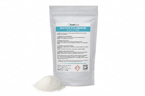 FertilTech Sulfate d'Aluminium 1.5 kg – Amendement Minéral Polyvalent, Réducteur de pH pour Hortensias Bleus, Sols Acides