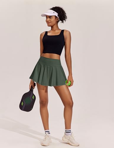 Image of PINSPARK Womens Tennis Skirt Pleated Athletic Skirts with Pockets Shorts High Waisted Golf Skort for Workout Pickleball
