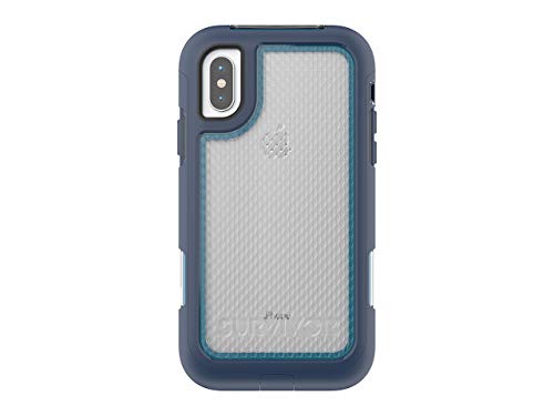 Griffin Technology iPhone X Rugged Case Survivor Extreme with Rotating Belt Clip 10' Drop Protection Slim Protective Case, Blue/Light Blue
