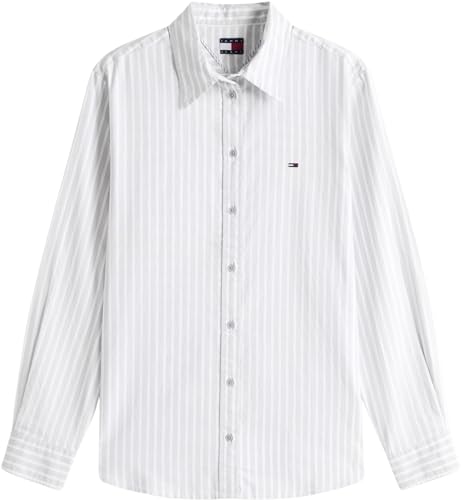Tommy Jeans Damen Hemd Oxford Regular Fit, Schwarz (Periwinkle Dusk/Stripe), L – Ansicht 6