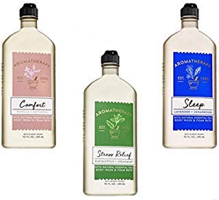 Aromatherapy Body Wash & Foam Bath 10 oz (3 Piece Bundle - Stress Relief, Sleep, and Comfort)