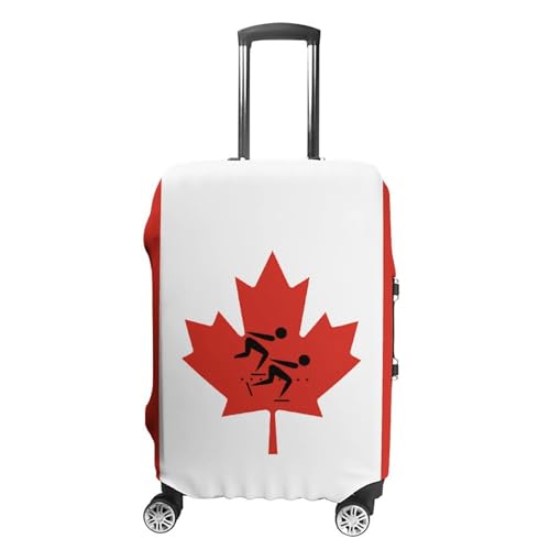 Canada Canadian Flag Speed Skating Skater Luggage Covers Washable Travel Suitcase Cover Elastic Baggage Protector