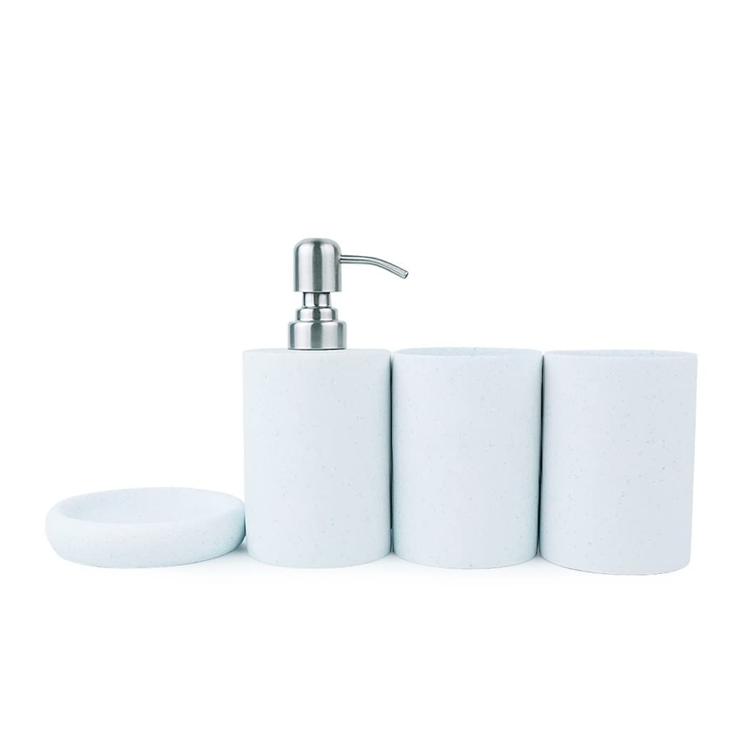 Accesorio De BañO Decorativo Juego de accesorios de baño de resina, juegos de baño de estilo Simple de 4 piezas, dispensador de jabón, jabonera, 2 vasos, juegos de baño, accesorios Accesorio De BañO