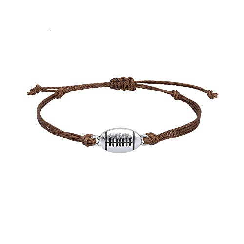 Football Volleyball Baseball Rugby Basketball Bracelet Waterproof Wax Thread Woven Adjustable Rope Bracelets For Women Men Sport Fans Jewelry-Rugby #TOP15