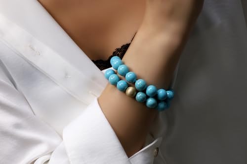 Bracelet turquoise noué main et or brossé, un bijou d'exception