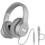 Zollexa Kabel-Over-Ear-Kopfhörer, Mikro, 3,5 mm, USB-C-Adapter, Silber