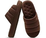 KuaiLu Mens Slippers Fabric Warm Sandal Slipper Memory Foam Indoor Outdoor House Slippers Shoes Comfortable Slip on Lightweight Soft Cushion Scuff Slipper For Man with Arch Support, Brown Size 9