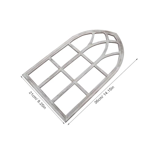 2 Ventanas arqueadas de madera decorativas con acabado rústico artesanal 3