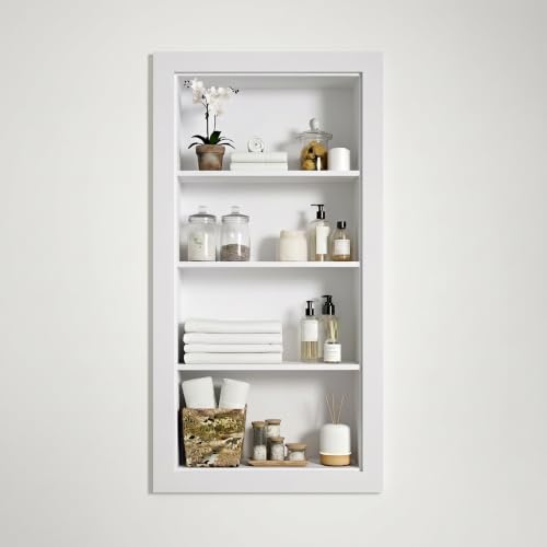 Recessed Medicine Cabinet, Recessed Wall Niche, 14x36 (17x38), No Mirror | Houseables Medicine Cabinet Insert, Bathroom Niche, In Wall Shelf, Insert for Drywall, Between Studs Shelf Replacement
