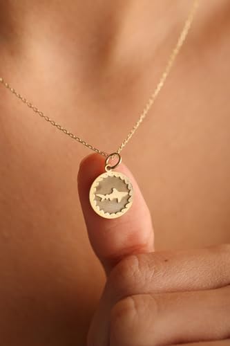 Collier pendentif requin 24mm en argent doré avec sa chaîne de 45cm - 2