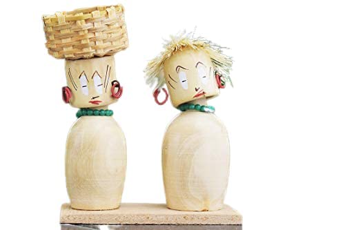 neotea Wooden Coffee Pecker Toppan Couple Figure Showpiece | Handcrafted Home Decor | Unique Couple Figurine for Living Room, Bedroom, Office | Decorative Wooden Sculpture | Pack of 1