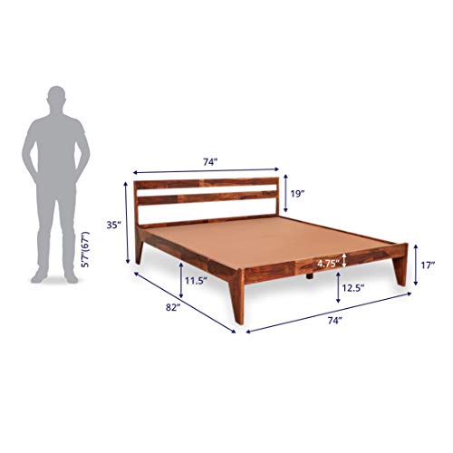 Image of Wakefit King Size Bed & Mattress Combo - Sheesham Wood Bed with Memory Foam Mattress (78x72inches, Brown)
