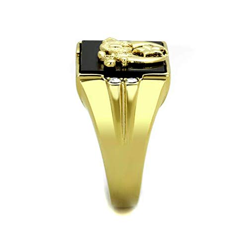 Men's Stainless Steel IP Gold Jet Black Shriner's Eastern Star Mason Ring2