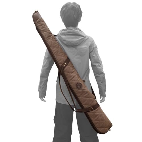 WAYNE'S DOG 41" / 55" Soft Gun Case for Scoped Rifle & Shotgun, Canvas Leather Embroidered Gun Storage Bag for Bolt-Action Rifles, Break-Action Shotguns (55”(Fit Guns without Scope), Coffee) by WAYNE'S DOG - Used condition - US$79.75