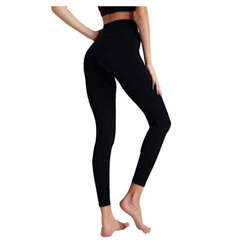 LIBILIS Leggings de Sport Femmes Taille Haute, Long Pantalon De Yoga pour Femme,Leggings De Compression Gym Fitness Pilates Jogging, Noir XL Cover
