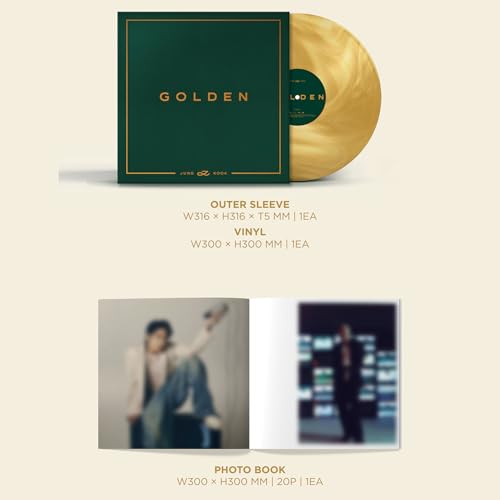 JUNGKOOK - [GOLDEN] (LP) Outer Sleeve + VInyl + Photo Book + Postcard + Photo Card + Contents Envelo
