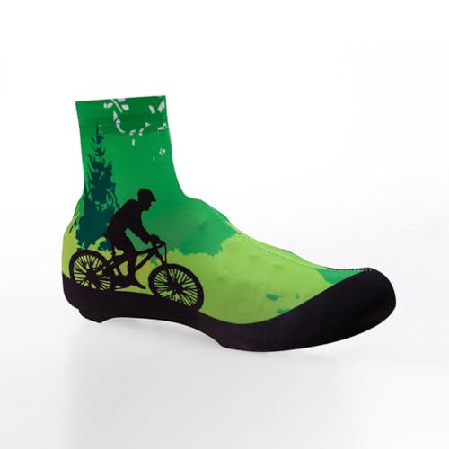 Cubiertas para zapatillas de ciclismo impermeables al viento, para bicicleta de carretera, color verde, talla M miniatura 4