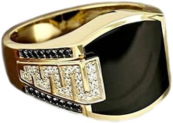 Fashion Cuban Link Chain Ring Classic Retro Color-Preserving 18K Gold Plated with Black Agate, Luxury Fashion Successful Gentleman Diamond Ring Hip Hop Ring for Men (7) Fashion Cuban Link Chain Ring Classic Retro Color-Preserving 18K Gold Plated with Black Agate, Luxury Fashion Successful Gentleman Diamond Ring Hip Hop Ring for Men (7)