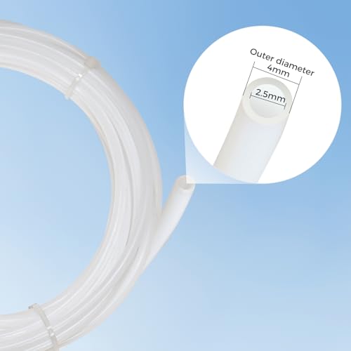 Image of Sovol PTFE Tube 2.5mm ID 4mm OD, Length 5M /16.4ft, with 2 Couplers & Tubing Cutter for Bambu lab X1 / X1C / P1P / P1S / A1 / A1 Mini, Prusa MMU3, Creality K1 Max /Ender 3 V3 & Direct Drive 3D Printer, White