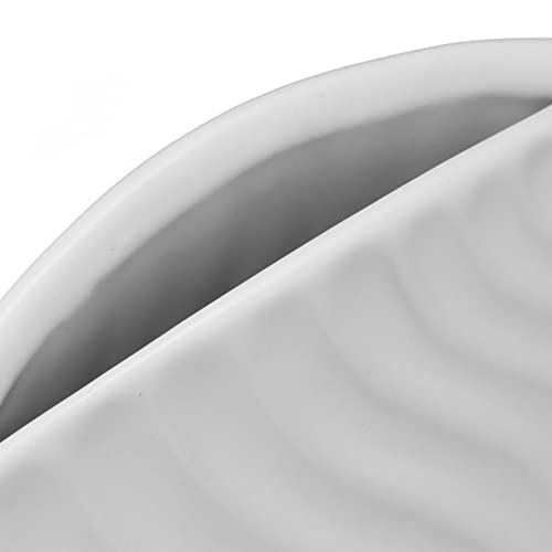 Vaso de cerâmica padrão de folhas, vaso de cerâmica de folha plana decorativo branco estilo nórdico
