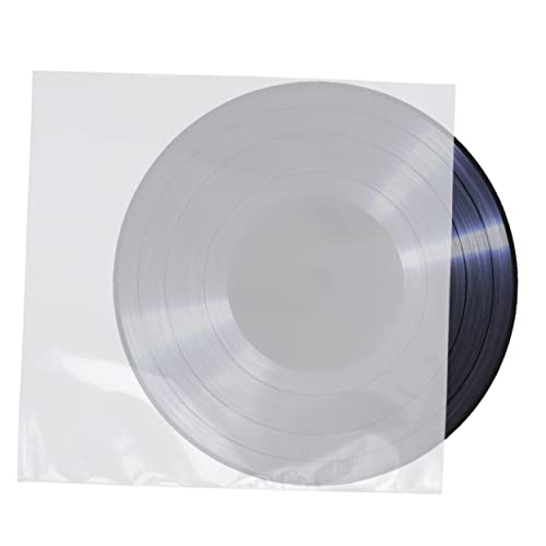 Angoily 50個フラットオープン レコード保護袋 シールなし 厚手 広 ビニールレコードプロテクター 透明カバー 取出し簡単 データ面保護