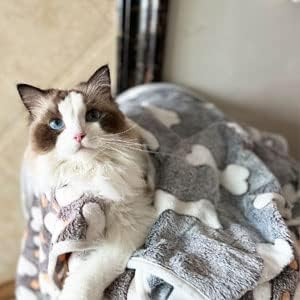 Miniatura 7 de 1 paquete de 3 mantas para cachorros, súper suaves y cálidas, manta gris con bonito estampado, manta de vellón esponjoso para mascotas, manta de