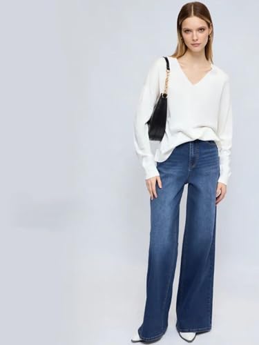 Image of KOTTY Women's High Waist Wide Leg Jeans | Relaxed Fit Comfortable Denim Pants for Women