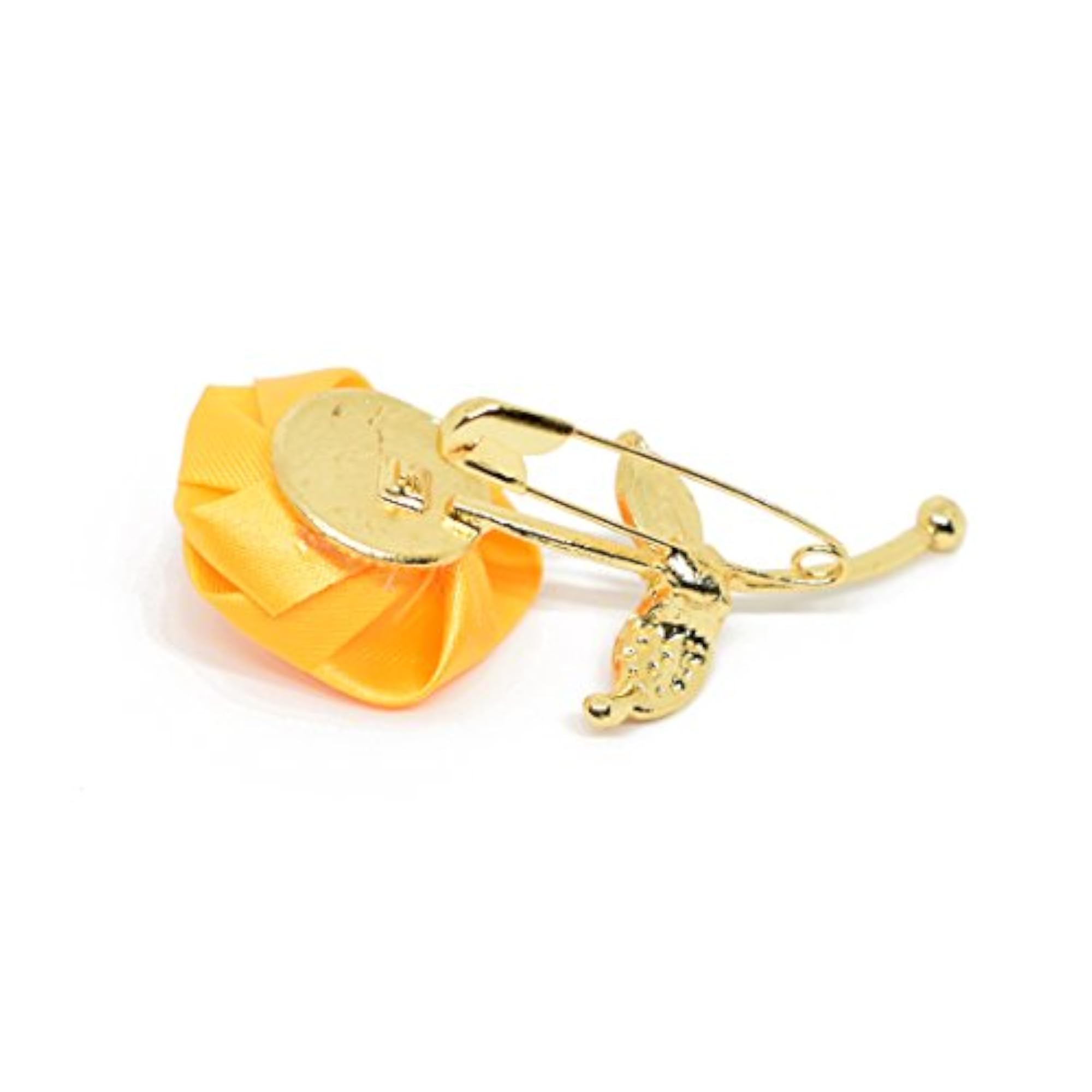 Handmade Yellow Rose Golden Leaf Lapel Brooch, Wedding