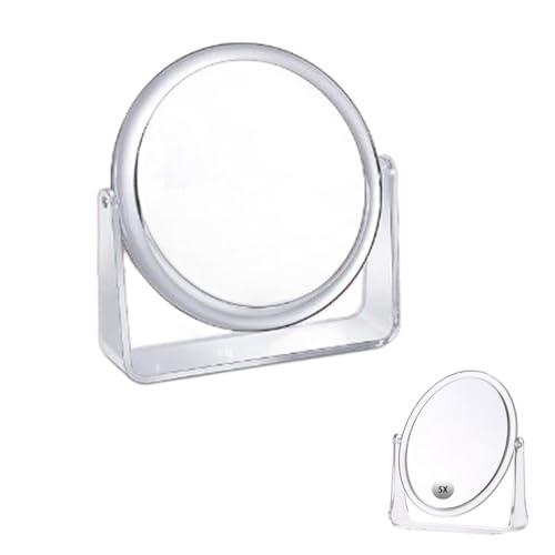 Espejo de maquillaje redondo con aumento 5X y base