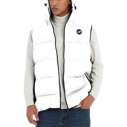 Image of Mywu Mens Puffer Vest with Hood Winter Outdoor Quilted Sleeveless Jacket