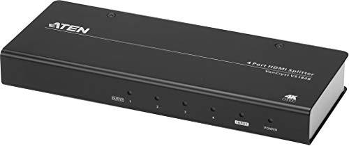 Image of Aten Technologies - VS184B - Aten 4-Port True 4K HDMI Splitter - 4096 x 2160-49.21 ft Maximum Operating Distance - HDMI in - HDMI Out - Metal