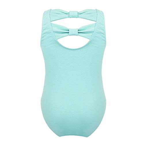 ACSUSS Toddler Kids Girls Cotton Camisole Bowknots Back Ballet Leotard Gymnastic Tank Top Unitard Bodysuit Dancewear Mint Green 3-4