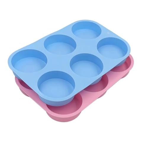 2 PCS Round Silicone Soap Mold 4oz, 3" Big Size 6 Cylinder Silicone Molds for Loofah Soap, Homemade Bath Bombs, Lotion Bars Cover