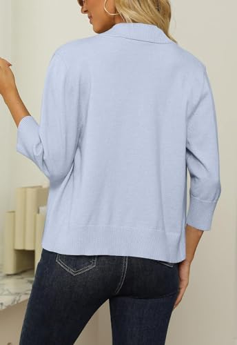 Image of Womens 3 /4 Sleeve Cropped Cardigan Sweater Fashion Cardigans Lightweight Knit Sweaters